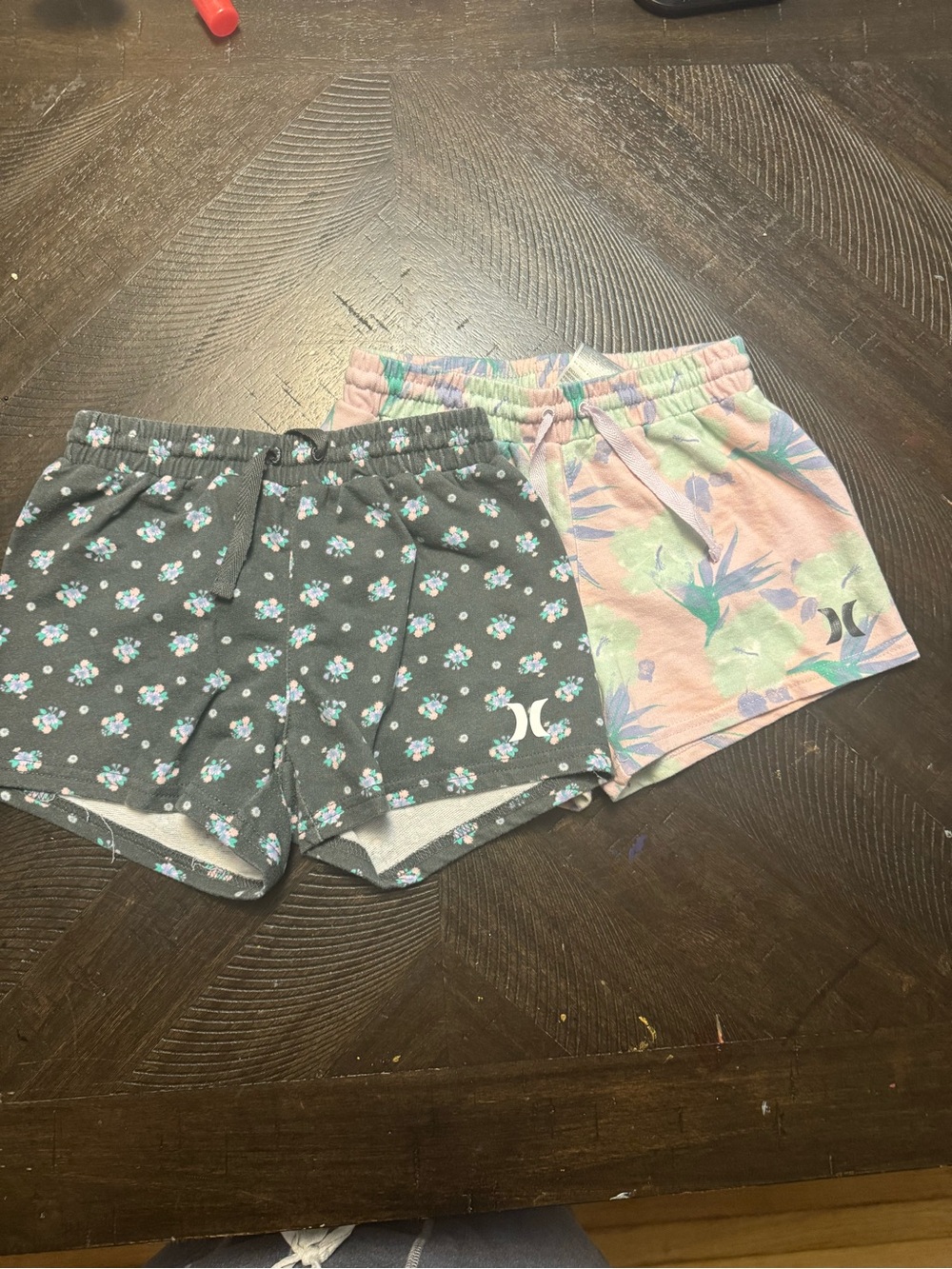 Hurley Girls' Floral Charcoal & Pastel Pink Tropical Shorts Set